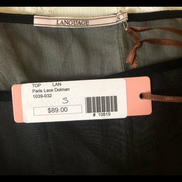 NWT Language Black & Ivory Lace Short Sleeve Top S - Picture 4 of 5